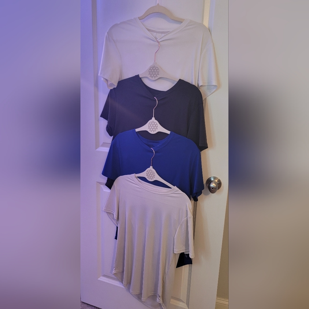 4-Bundle DSG Short-Sleeve Athletic Tops - Blue, Dark Grey, White, Cream Size S